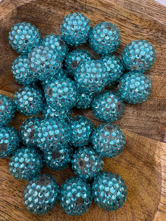 Turquoise Acrylic Rhinestone Beads 20mm