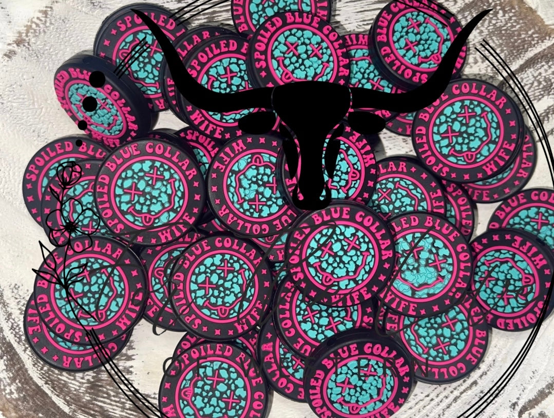 Exclusive Blue Collar Wife Silicone Bead