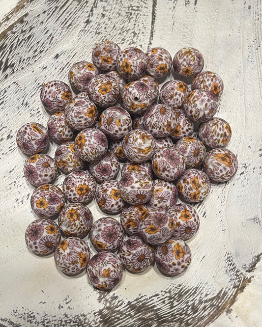 Daisy Printed Bead (pack of 5)