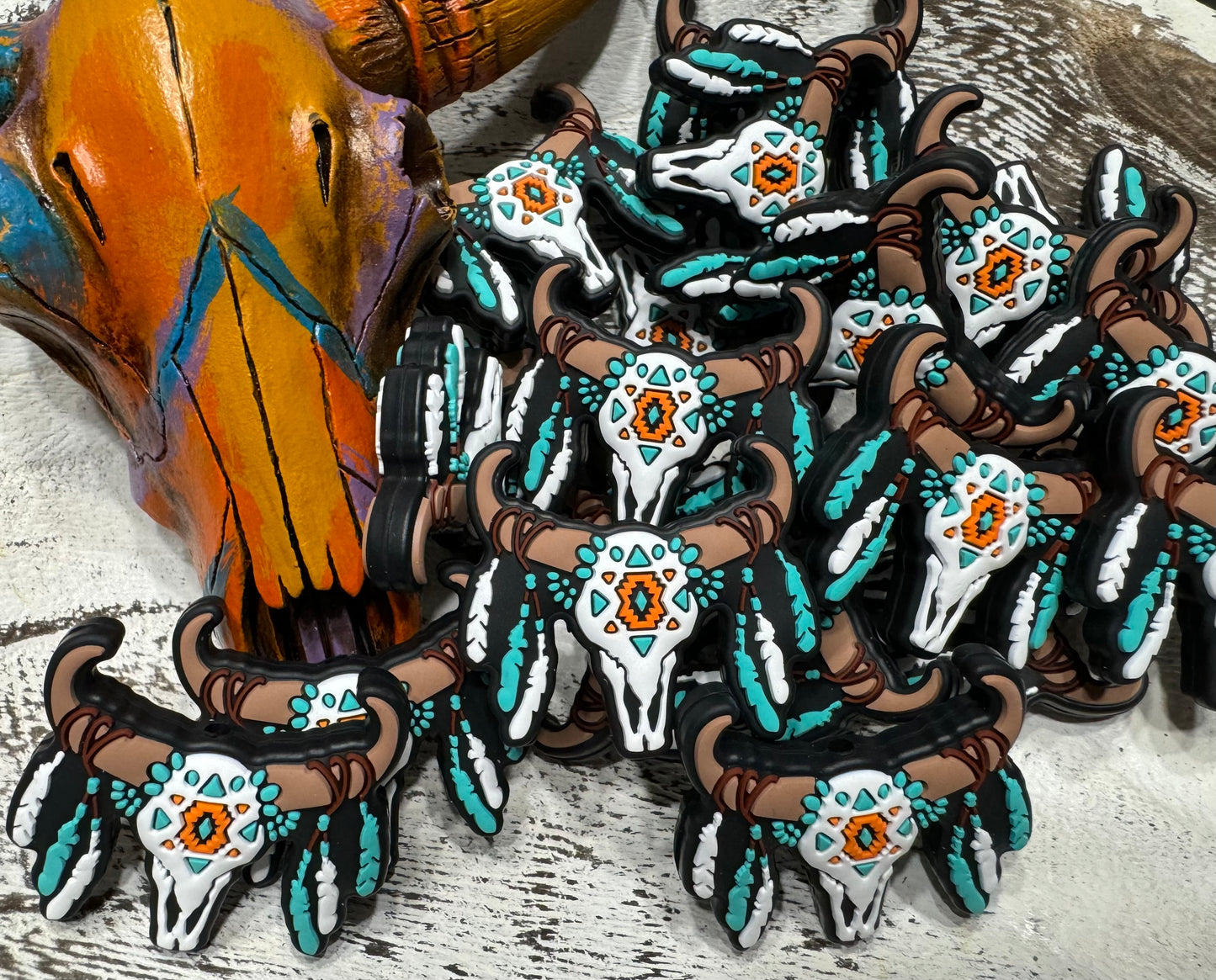 Feathered Longhorn Silicone Focal Bead