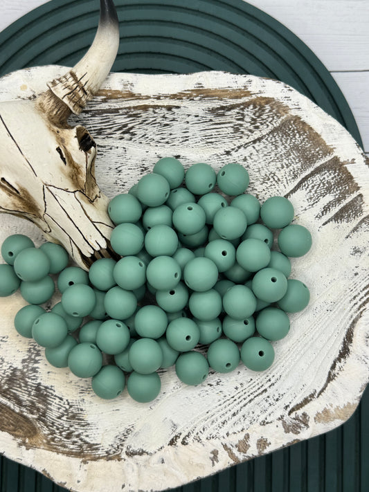 15mm Shadow Green Silicone Bead