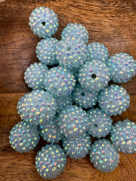 Light Blue Acrylic Rhinestone Beads 20mm