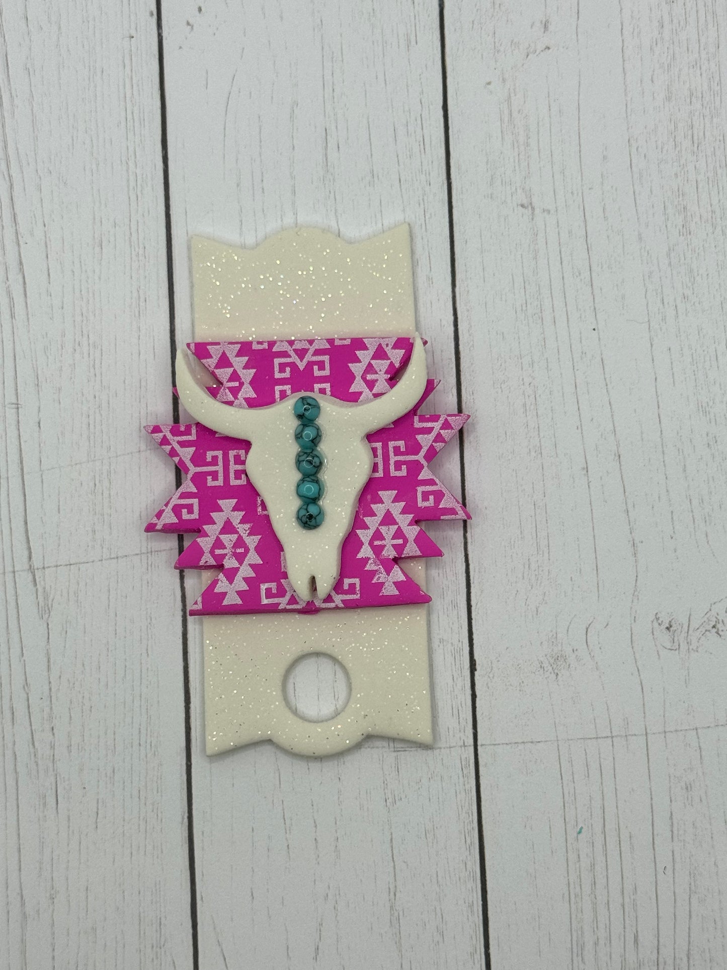 Purple Aztec BIG Longhorn Polymer Clay Cup Topper