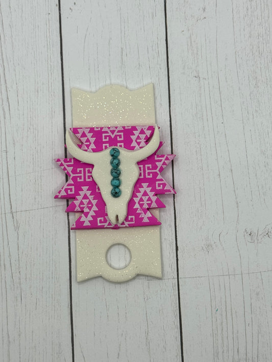 Purple Aztec BIG Longhorn Polymer Clay Cup Topper