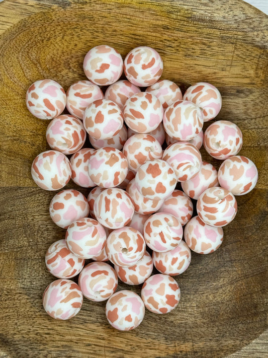 Boho Moo 15mm Printed Silicone Bead (pack of 5)