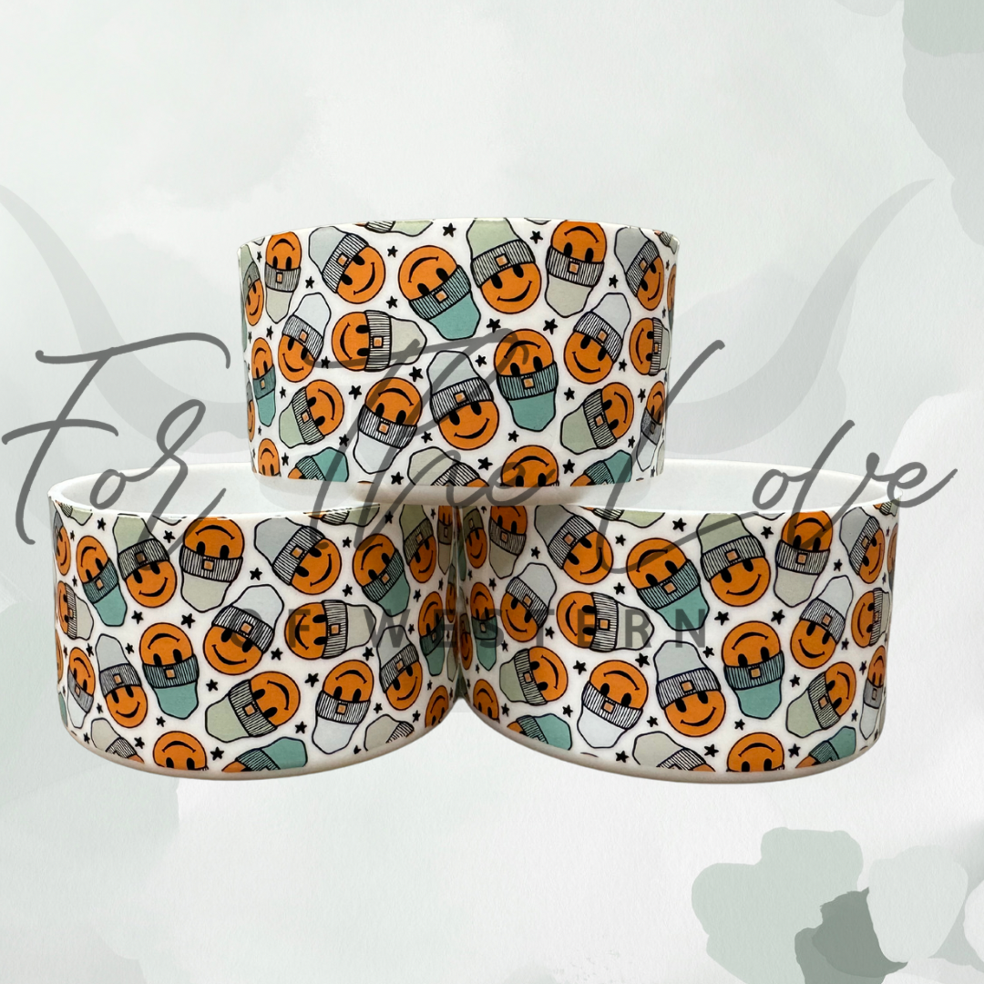 Smiley Beanie (blues) Silicone Tumbler Boot