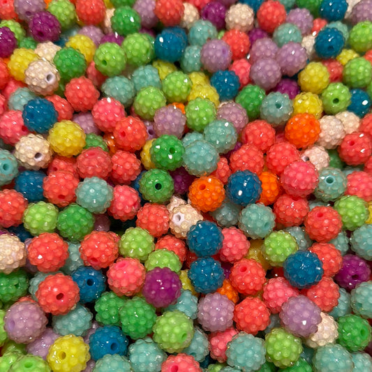 Multicolor Acrylic Rhinestone Beads 12mm (pack of 10)