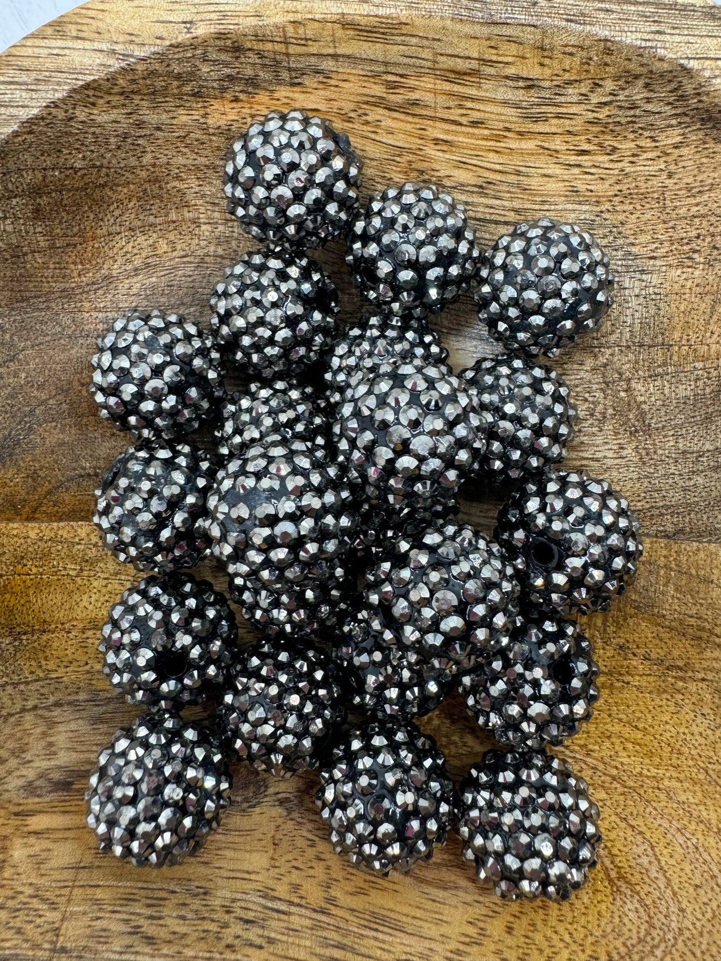 Black Acrylic Rhinestone Beads 20mm