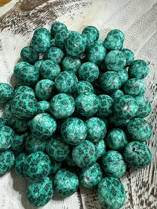 Exclusive 15mm Aztec Printed Bead (pack of 5)