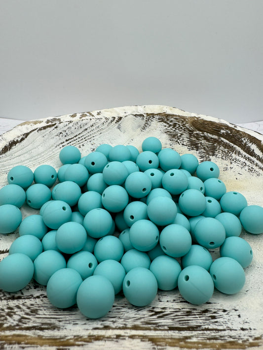 15mm Aqua Silicone Bead
