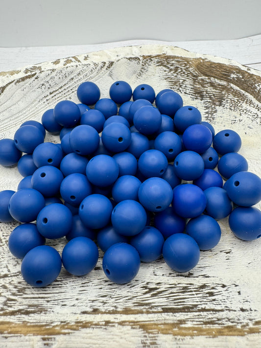 15mm Ink Blue Silicone Bead