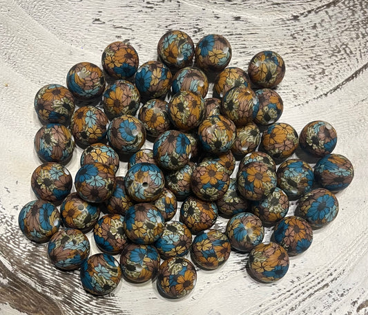 Boho Flower Printed Bead (pack of 5)