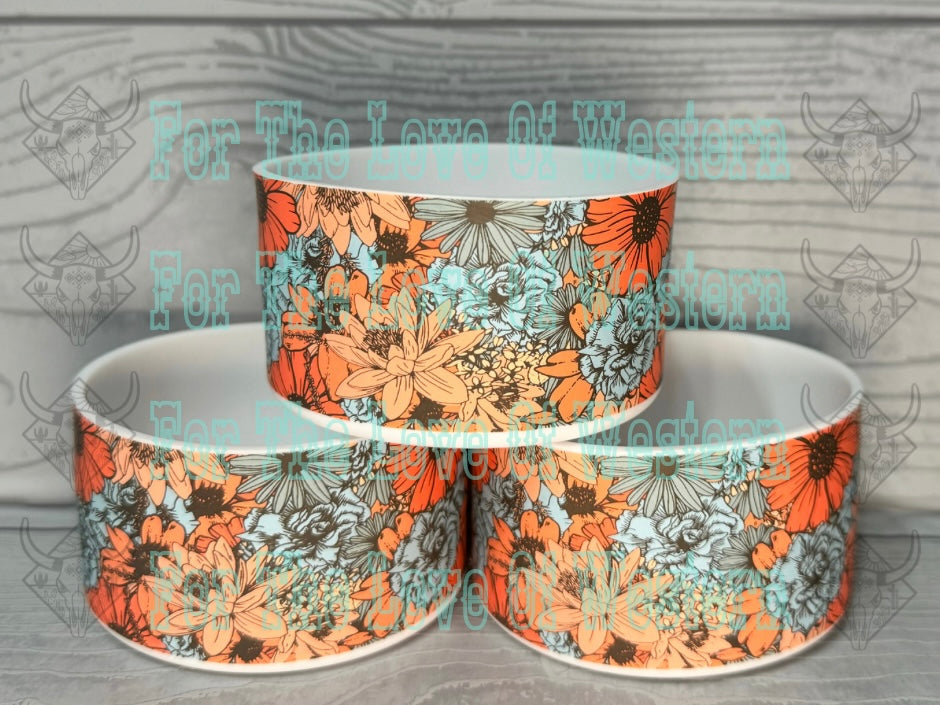Orange Floral Silicone Tumbler Boot