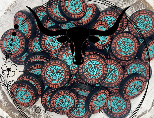 Exclusive Blue Collar Wife Silicone Bead