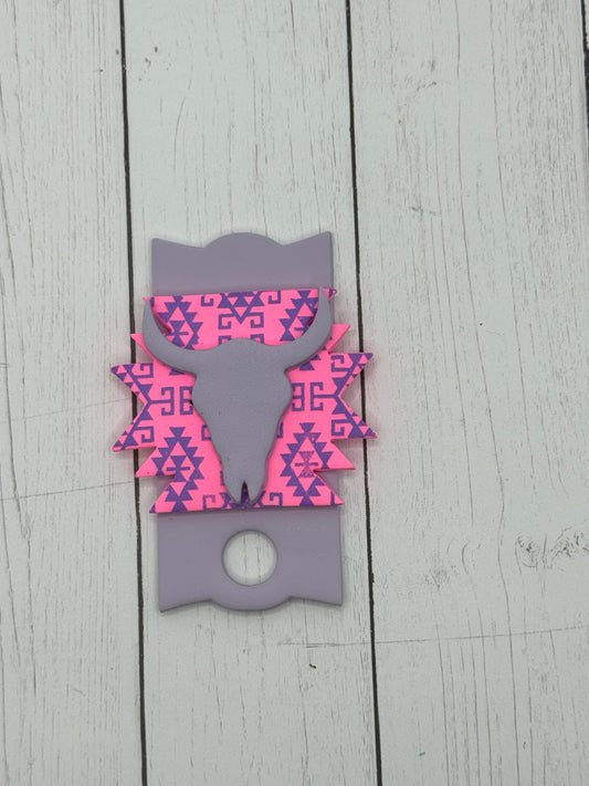 Purple Aztec Longhorn Polymer Clay Cup Topper