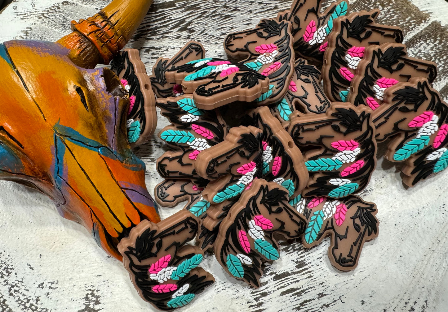 Feathered Horse Silicone Focal Bead