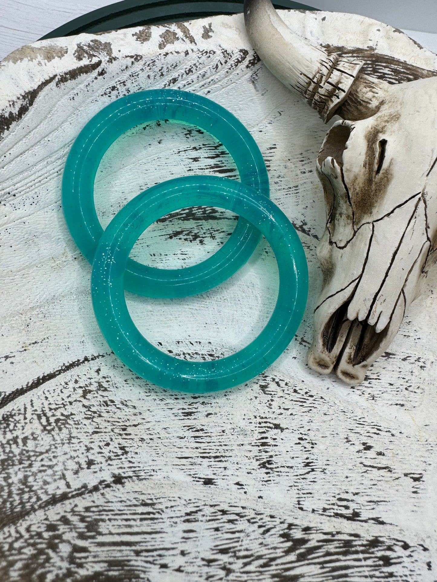 Turquoise Glitter Silicone Ring