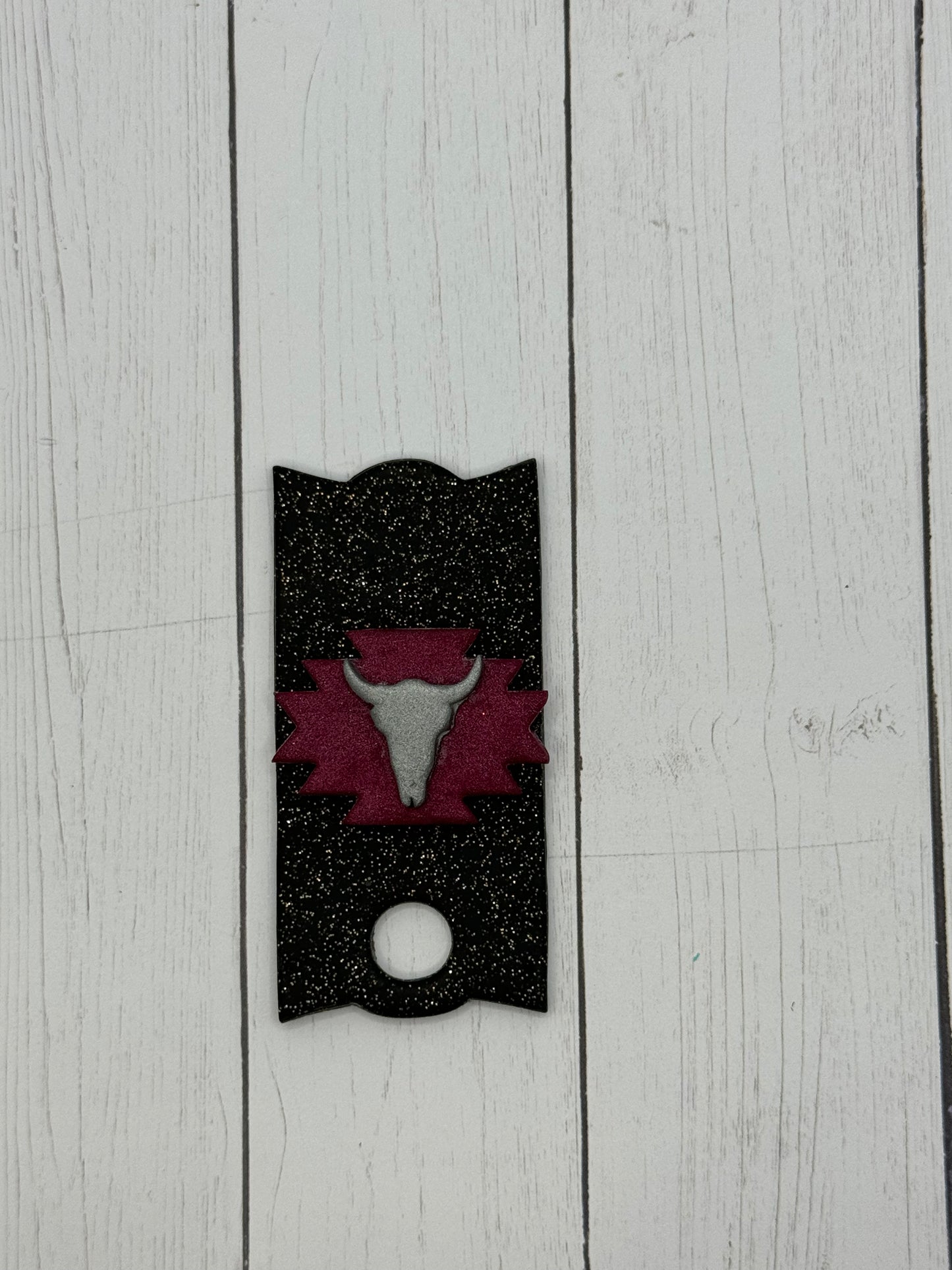 Maroon Longhorn Polymer Clay Cup Topper
