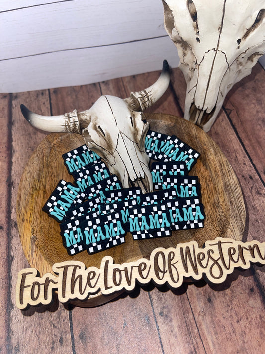 Checkered “MAMA” Silicone Bead