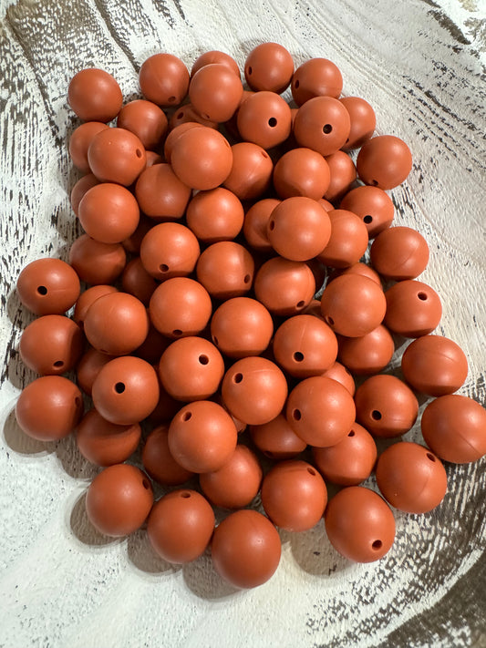 15mm Rust Silicone Bead