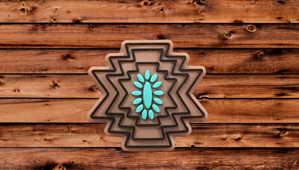 Tan & Teal Aztec Concho