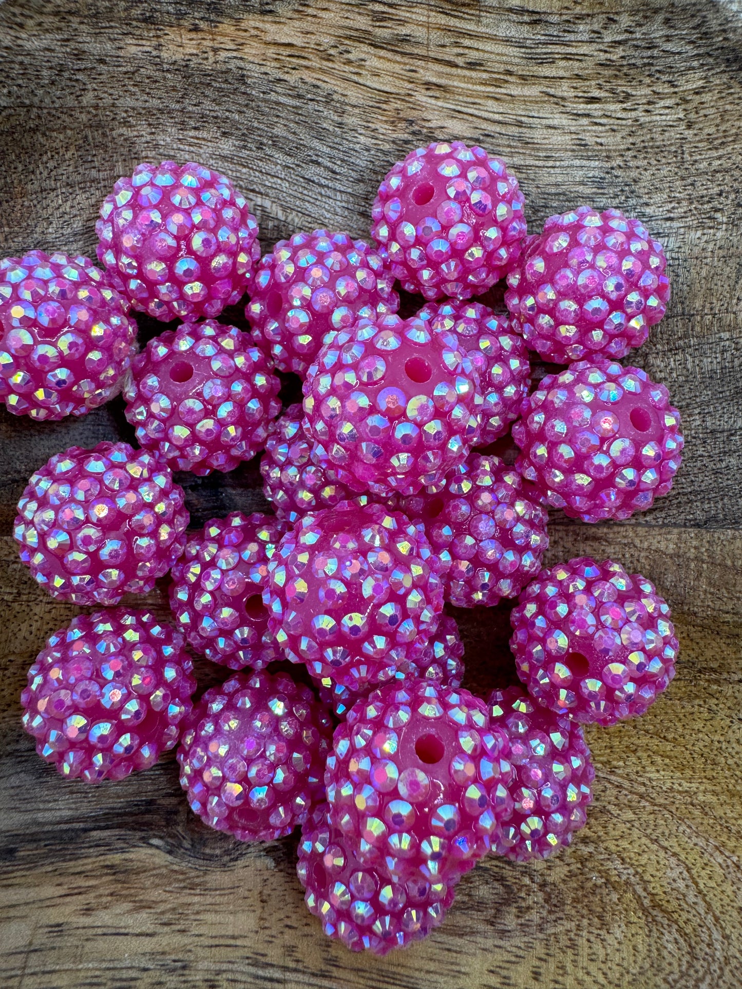 Dark Pink Acrylic Rhinestone Beads 20mm