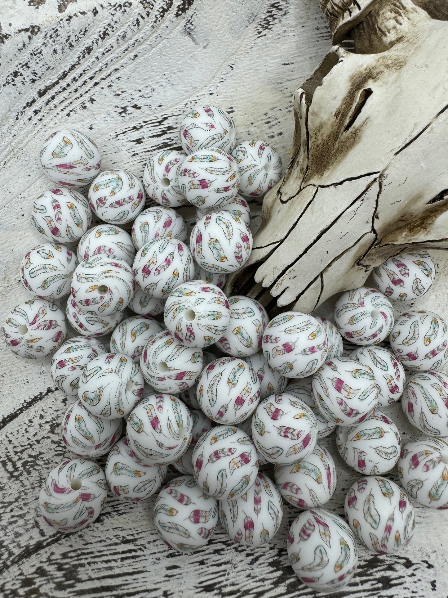 Feather Printed Bead (pack of 5)