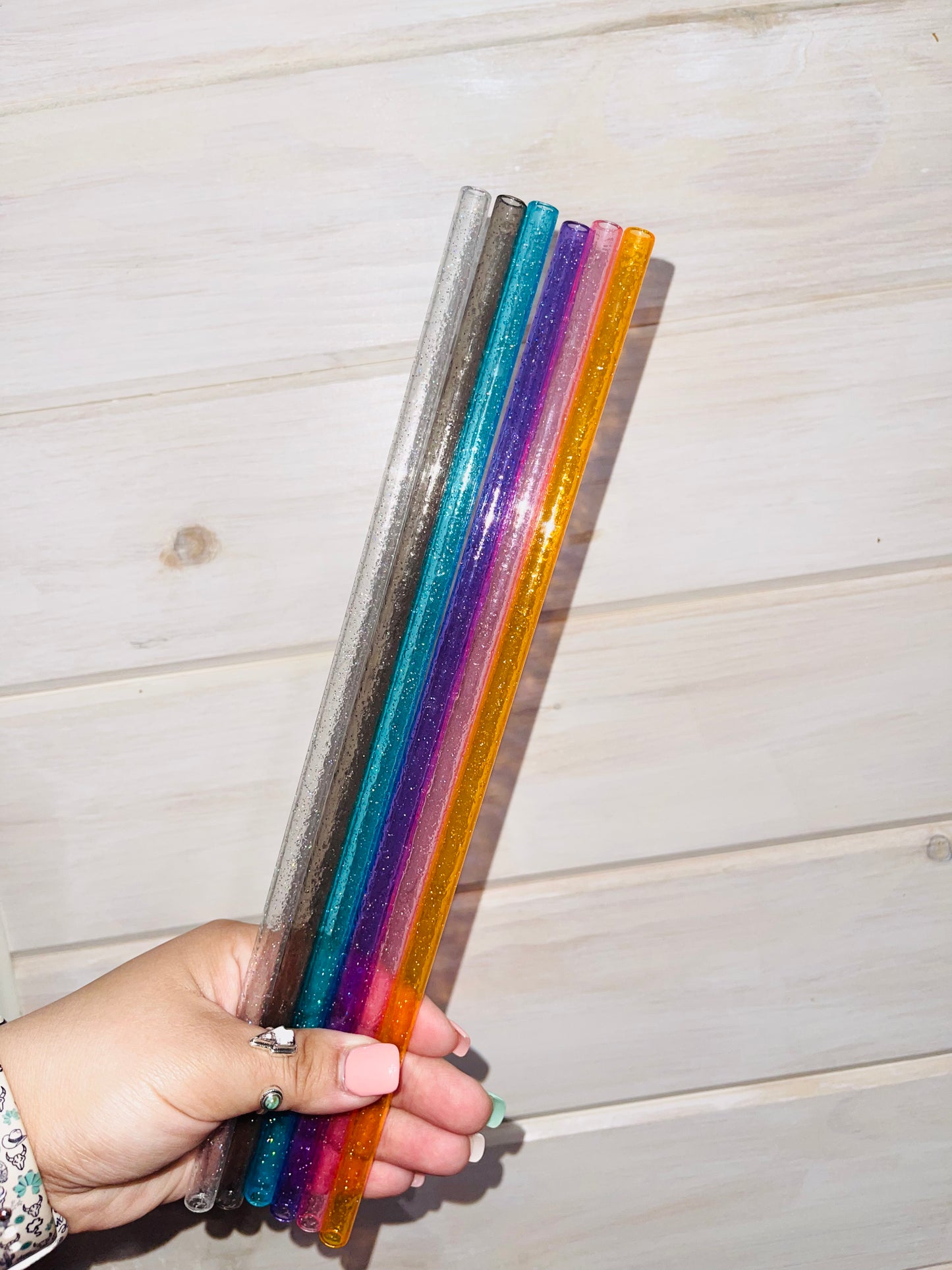Pack Of 6 Glitter Straws