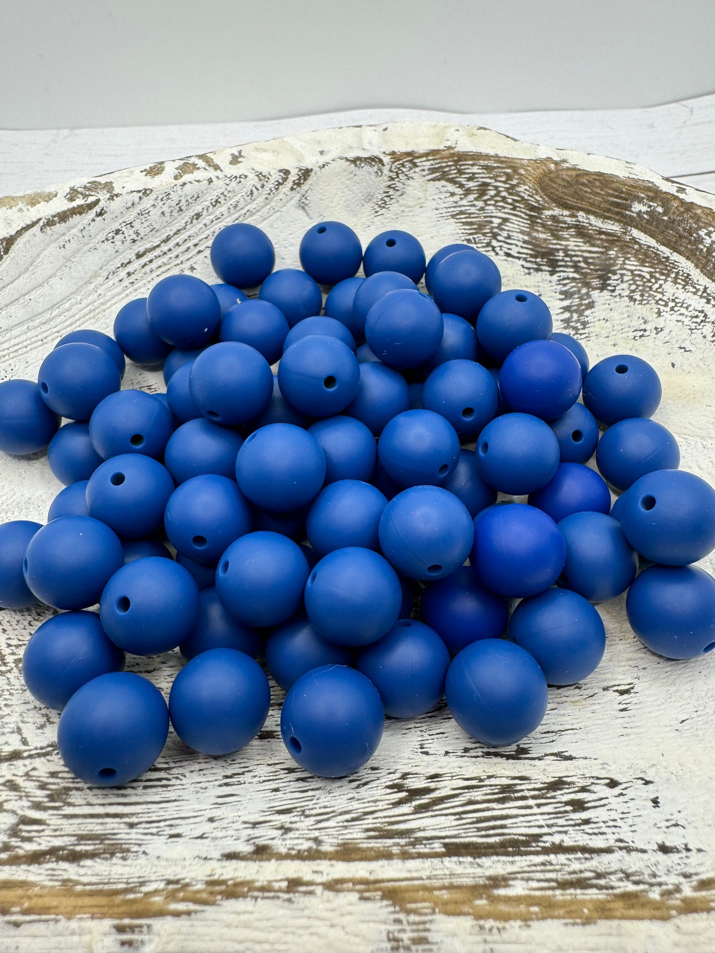15mm Ink Blue Silicone Bead