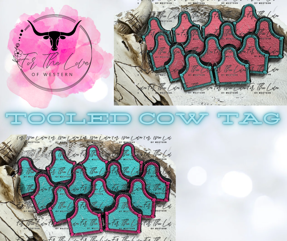 Exclusive Tooled Cow Tag Silicone Bead