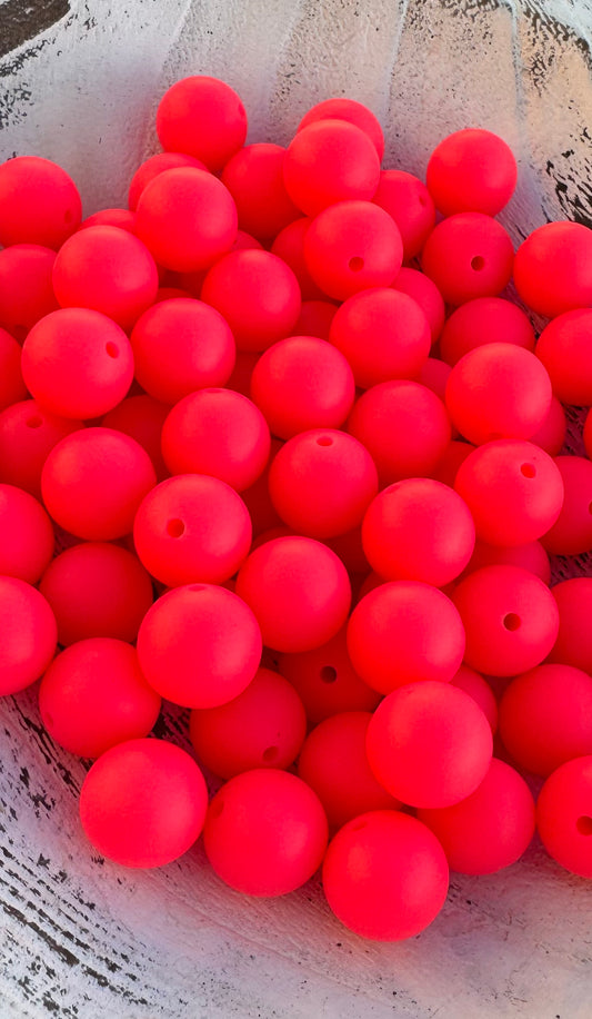 15mm Bright Pink Silicone Bead