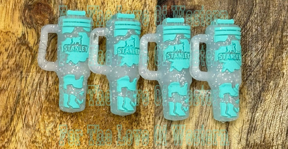 Exclusive 3D Cow Print Glitter Tumbler Silicone Bead